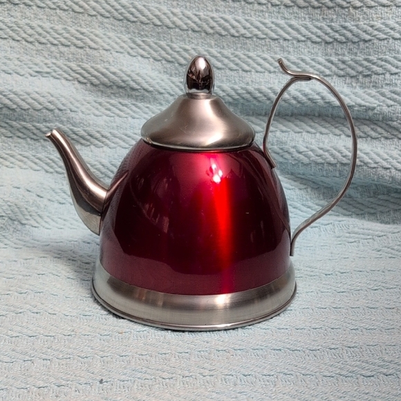 creative home Other - Stainless Accent Red Teapot with Silver Trim